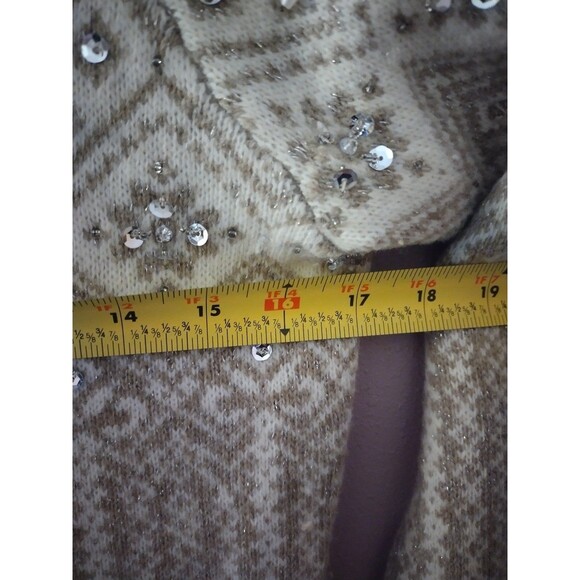 Telluride Clothing Co. Fair Isle Beaded Lambs Wool Cardigan Women's Size Small - Picture 8 of 9
